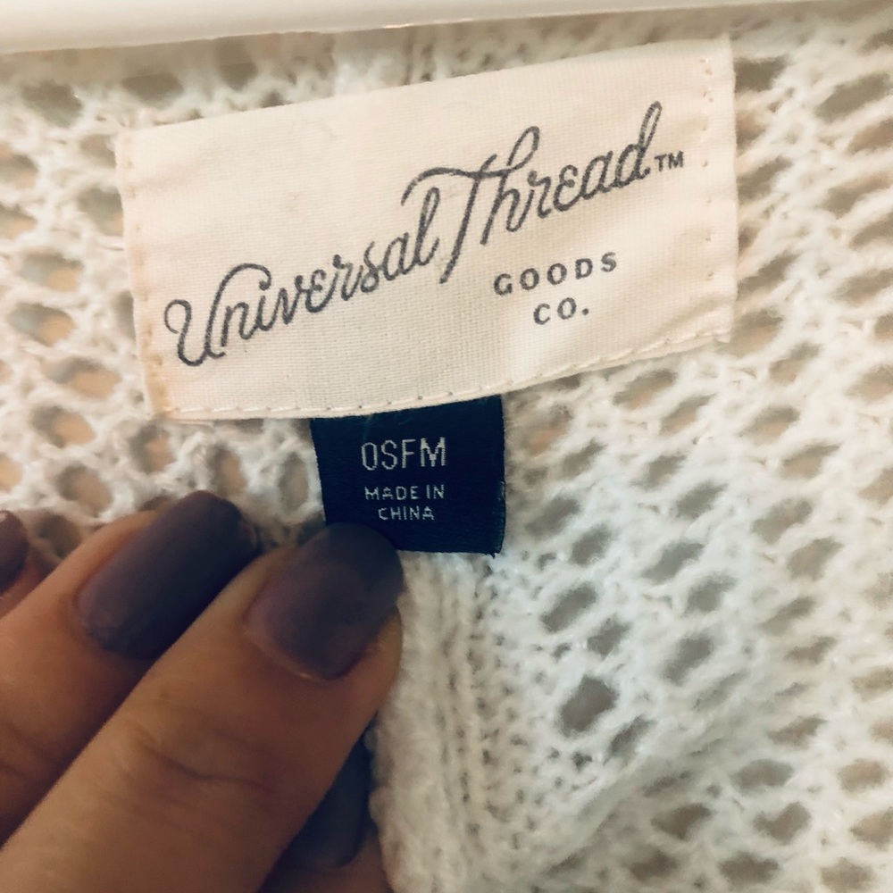 Universal Thread cocoon wrap open knit cardigan sweater burnt orange ivory OSFM - Picture 4 of 6